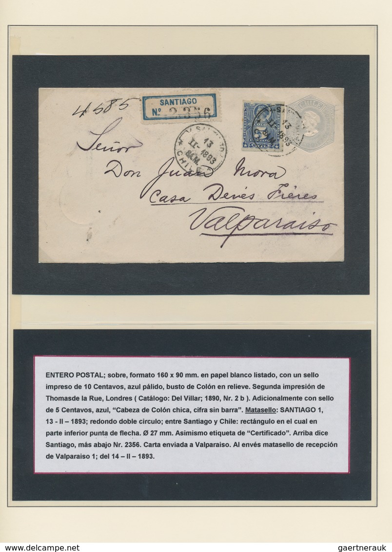 Chile: 1891/1900, specialised collection of apprx. 111 covers/cards/uprated stationeries, all of the