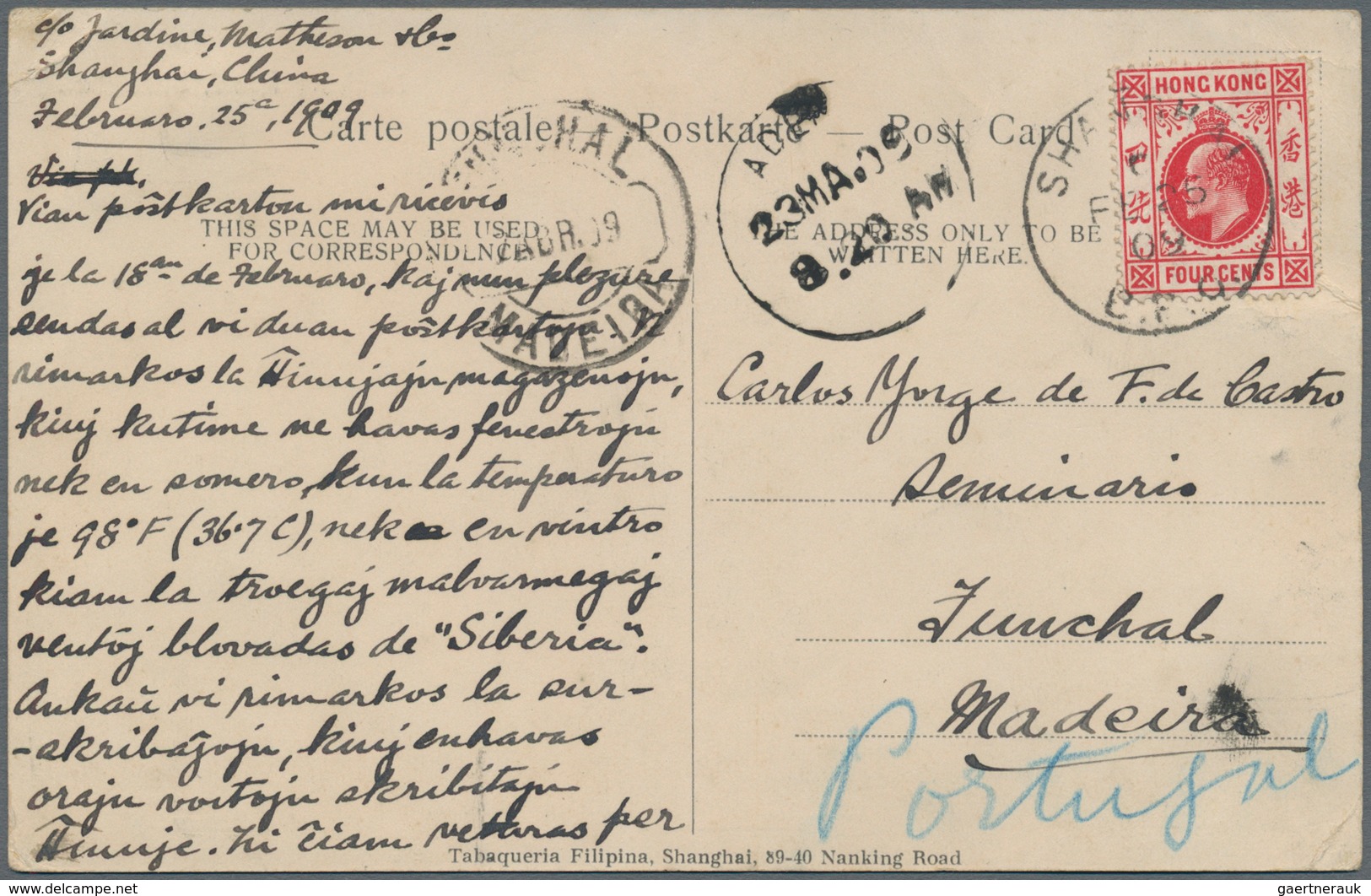 China: 1861/1936, China/Hongkong, Lot Of Eight Covers/cards, Incl. Incoming Mail, Nice Range Of Vari - Andere & Zonder Classificatie