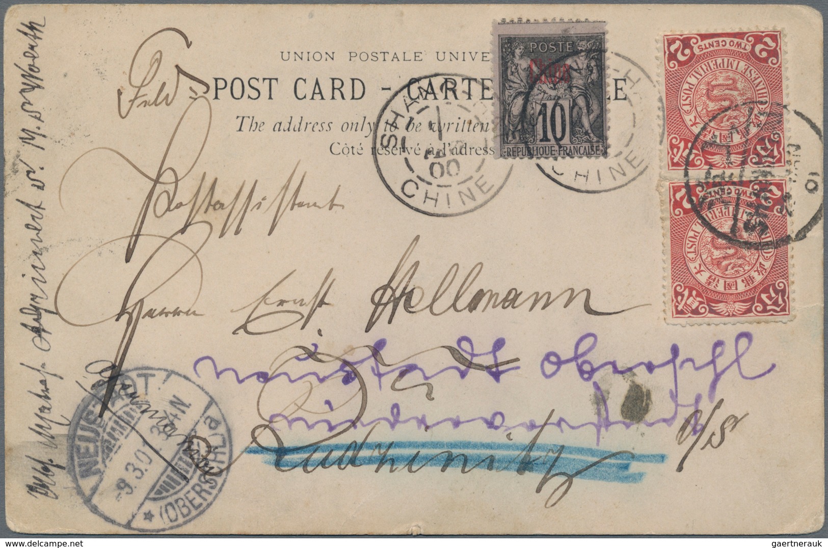 China: 1898/1902, Coiling Dragons On Ppc (5, Inc. 1900 Combo-card With French Offices), On Cover (2, - Autres & Non Classés