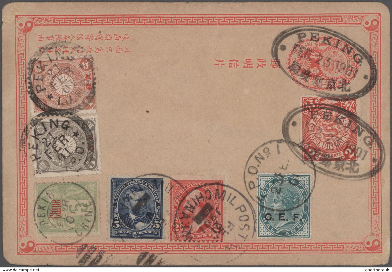 China: 1898/1940, lot covers/stationery mint/used inc. 1894 LOCAL POST AMOY blue pmk., registration