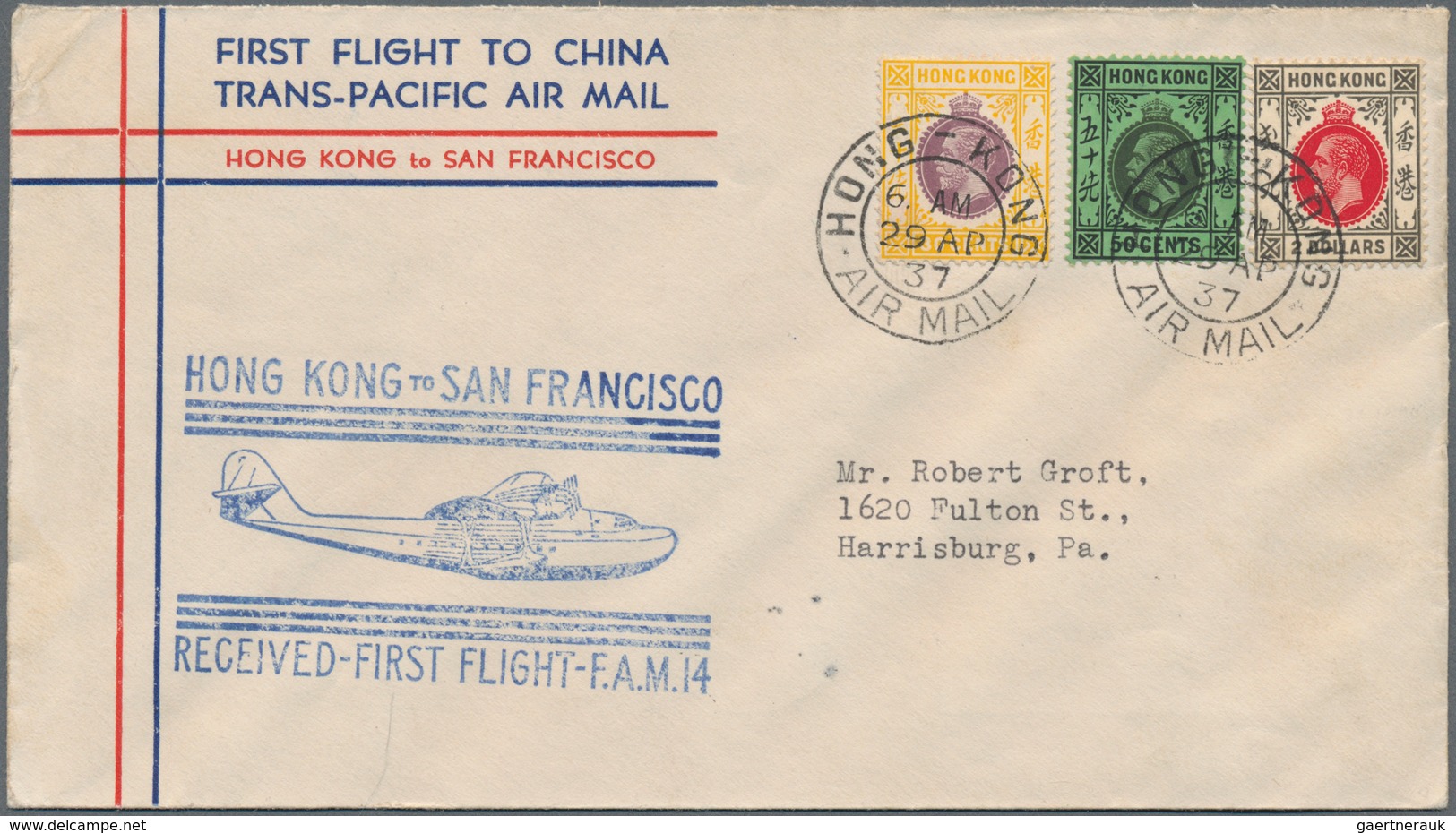 China: 1937, Pacific Clipper FFC Lot Of Six With Frankings Of Hong Kong (4) Resp. Macau (2) Inc. Mac - Sonstige & Ohne Zuordnung