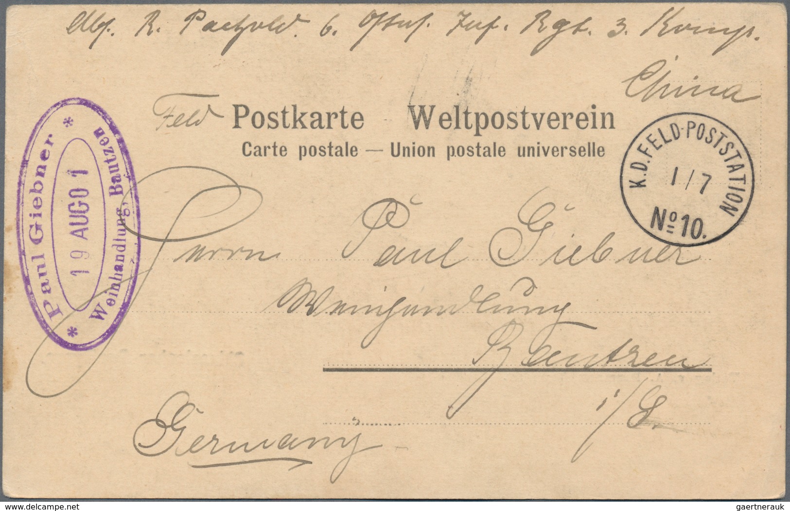 China - Fremde Postanstalten / Foreign Offices: Germany, Field Posts, 1900/05, 1901 Red-band Cover " - Otros & Sin Clasificación