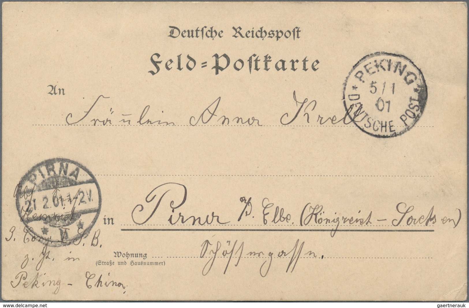 China - Fremde Postanstalten / Foreign Offices: Germany, Field Posts, 1900/05, 1901 Red-band Cover " - Autres & Non Classés