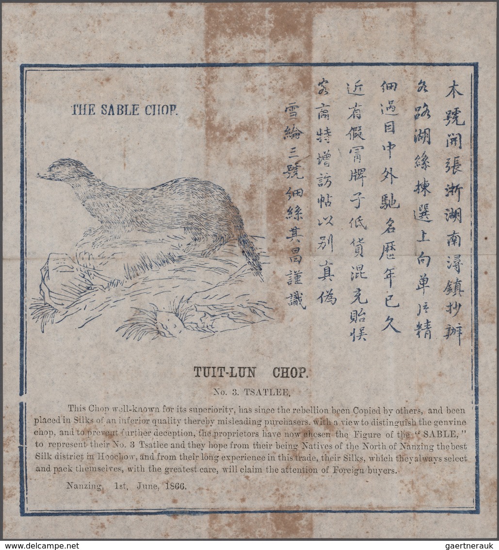 China - Besonderheiten: 1866/86 (ca.), collection of trade chop samples of chinese silk and tea trad