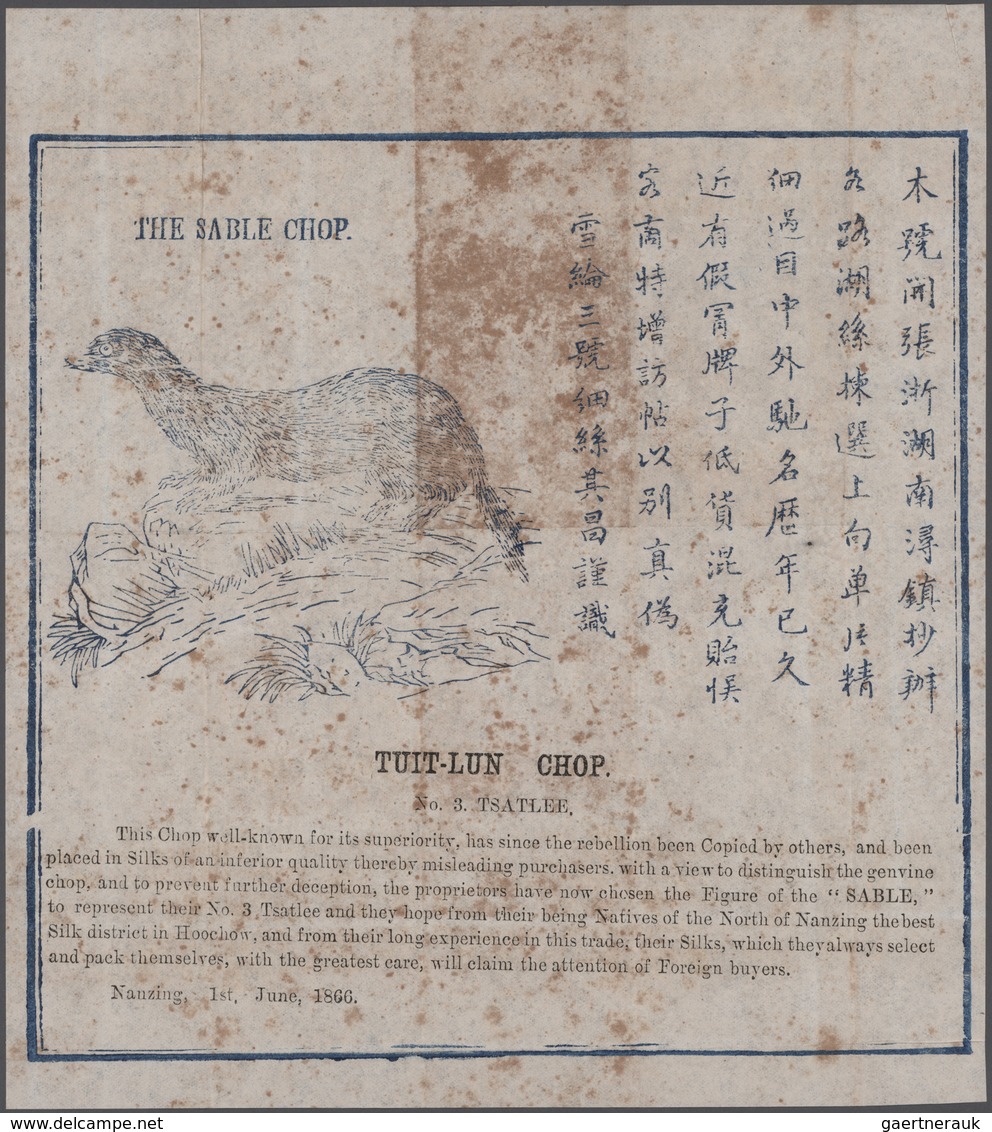 China - Besonderheiten: 1866/86 (ca.), collection of trade chop samples of chinese silk and tea trad