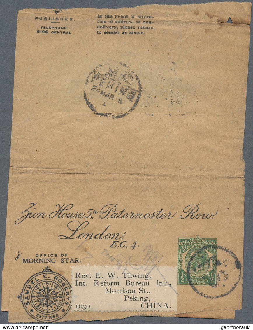 China - Besonderheiten: Incoming Mail, UK, 1900/18: Uprated Envelope QV Canc. "CAMBRIDGE DE 5 00" Vi - Andere & Zonder Classificatie