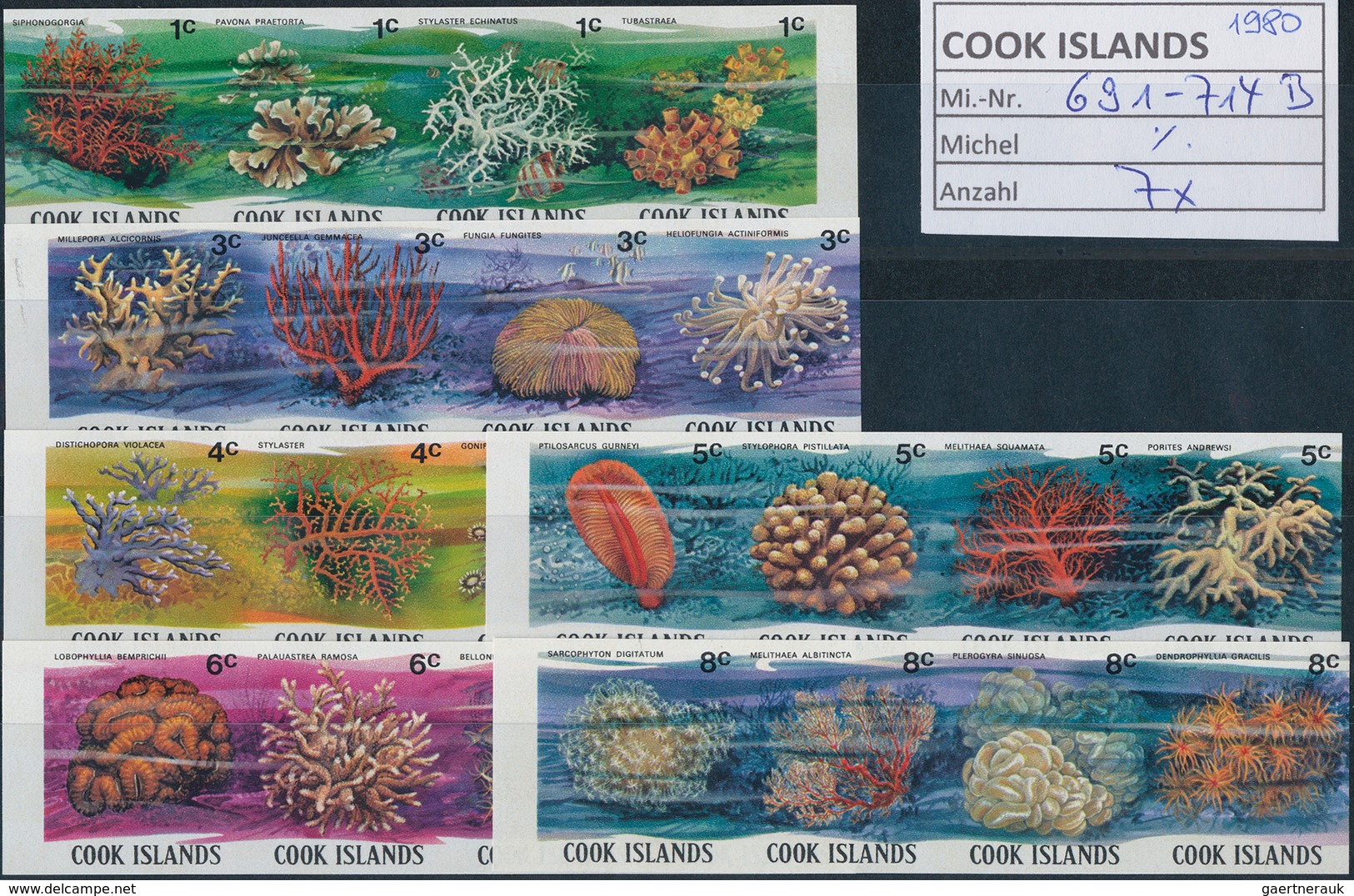 Cook-Inseln: 1967/1989. Lot Of 6,029 IMPERFORATE (instead Of Perforated) Stamps Inclusive Souvenir A - Cook