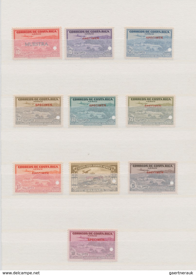 Costa Rica: 1934/1946, ABN Specimen Proofs, Airmails And Fiscals, Collection Of Apprx. 85 Stamps. - Costa Rica