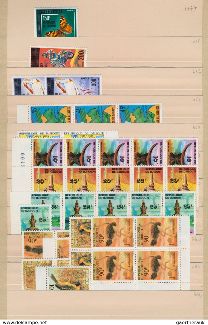 Dschibuti: 1977/1989, Comprehensive MNH Stock In A Thick Album With Plenty Of Material From Overprin - Andere & Zonder Classificatie