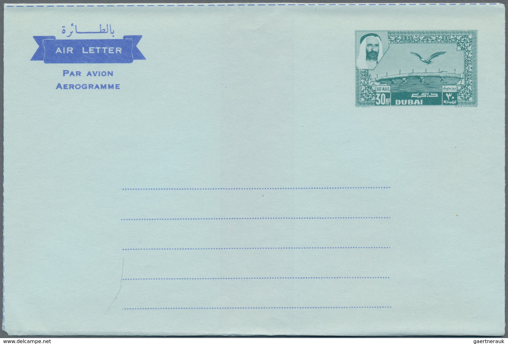 Dubai: 1963/71, Ca. 30 Unused And CTO-used Postal Stationery Airmail Lettersheets, Incl. Revaluation - Dubai