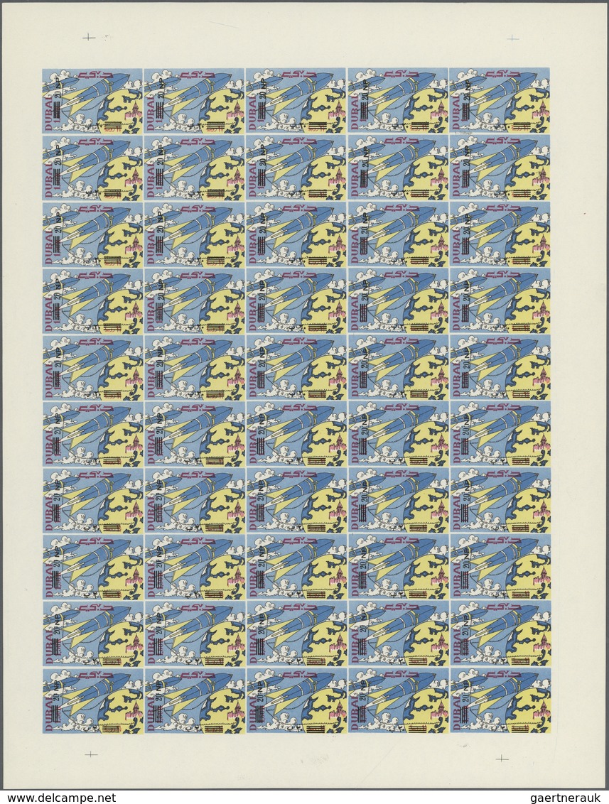 Dubai: 1964, SPACE RESEARCH Investment Lot Of 28 Complete Panes With 50 Stamps Each Of The 20np. On - Dubai