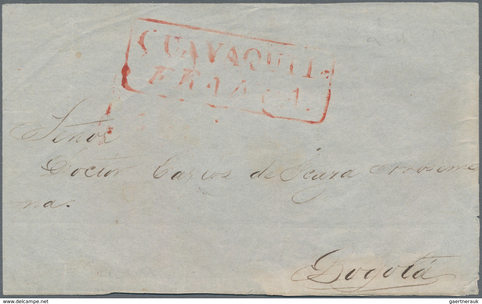 Ecuador: 1840's-1862 GUAYAQUIL: Six Stampless Covers (or Fronts) From Guayaquil Including Front Of C - Equateur