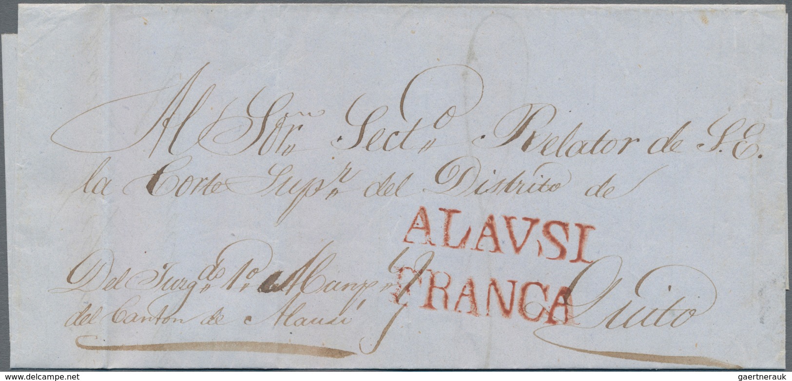 Ecuador: 1850's-60's ALAUSI: Six Covers (or Fronts) From Alausi With Four Different Handstamps In Re - Ecuador