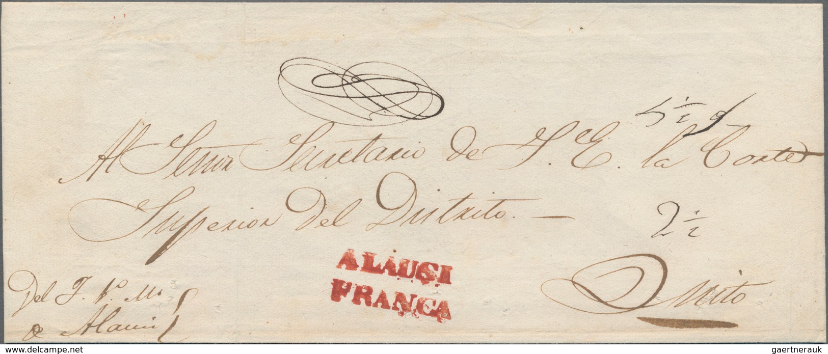 Ecuador: 1850's-60's ALAUSI: Six Covers (or Fronts) From Alausi With Four Different Handstamps In Re - Equateur