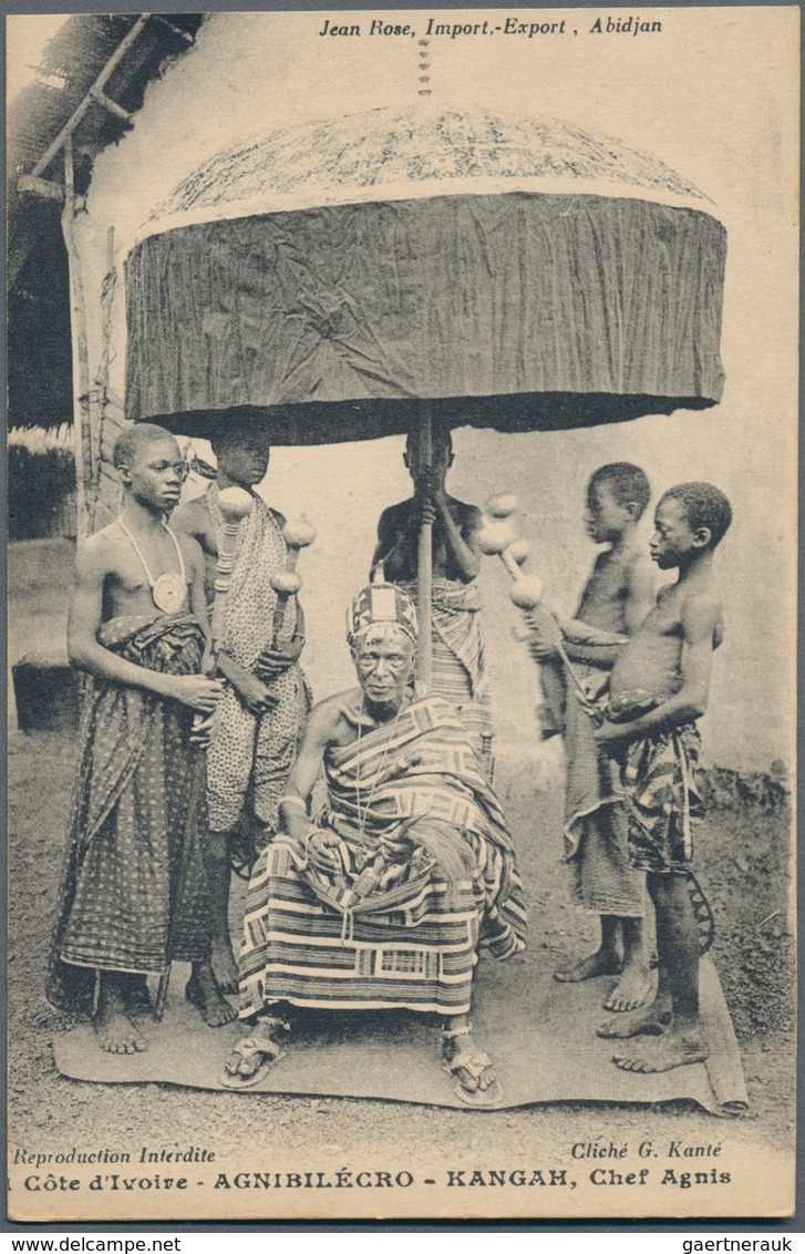 Elfenbeinküste: 1900/1960, Small Box With More Then 150 Historical Postcards With A Minor Part Of Ca - Côte D'Ivoire (1960-...)