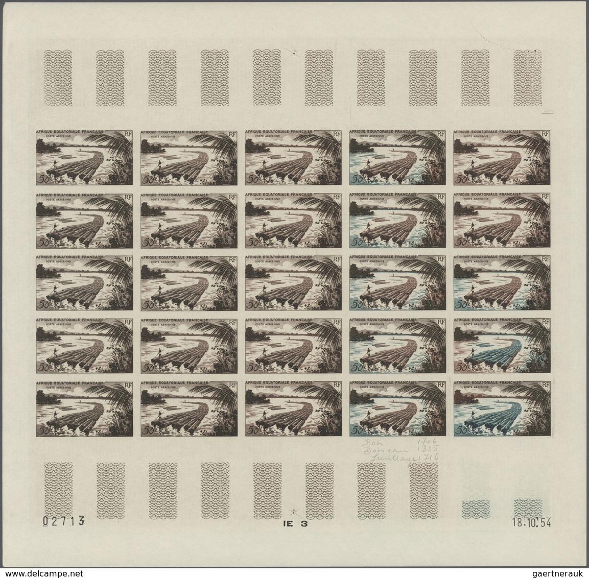 Französisch-Äquatorialafrika: 1955, Airmails "Pictorials" 50fr., 100fr. And 200fr., Three Imperforat - Briefe U. Dokumente