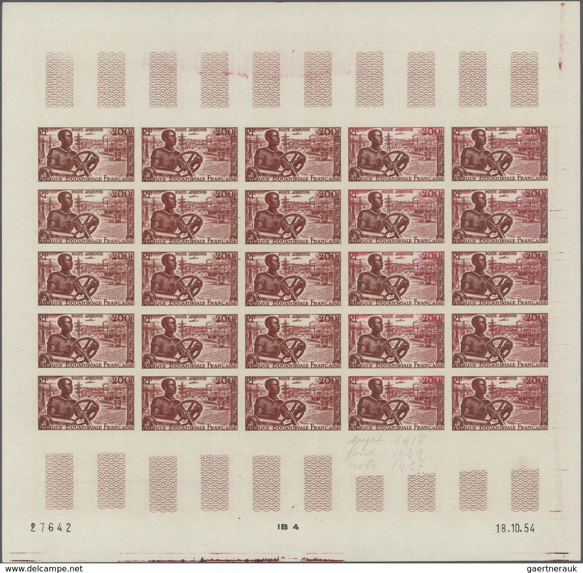 Französisch-Äquatorialafrika: 1955, Airmails "Pictorials" 50fr., 100fr. And 200fr., Three Imperforat - Briefe U. Dokumente