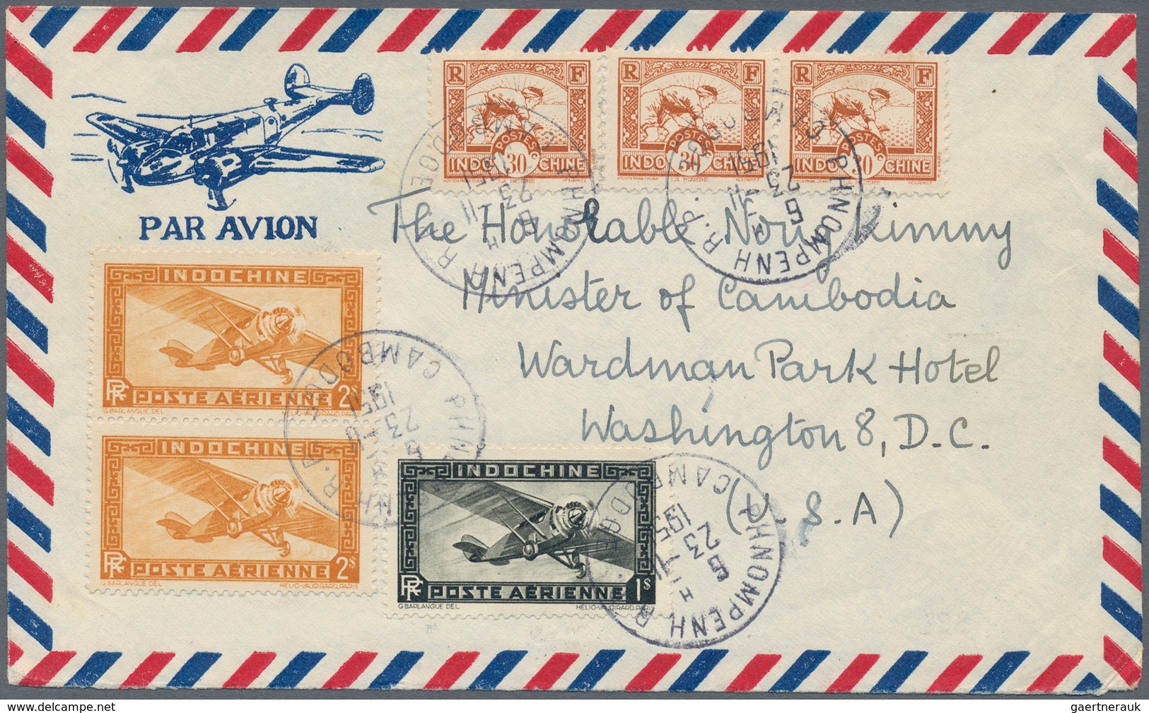 Französisch-Indochina: 1892/1954, sophisticated balance of apprx. 140 covers/cards, showing a nice r