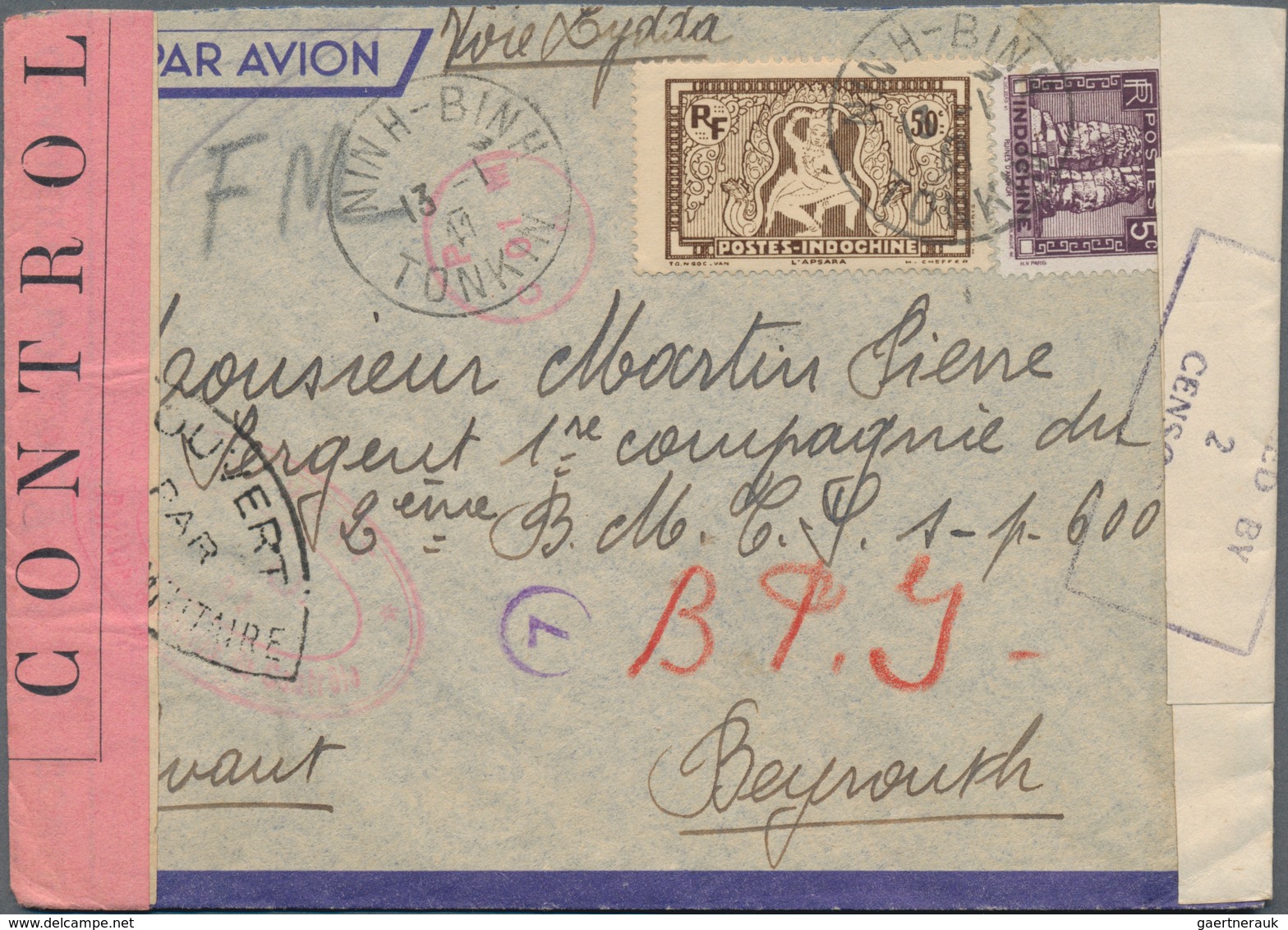 Französisch-Indochina: 1940/1941, WW II MILITARY MAIL To FRENCH LEVANT/PALESTINE/FRANCE, Group Of Ei - Usados