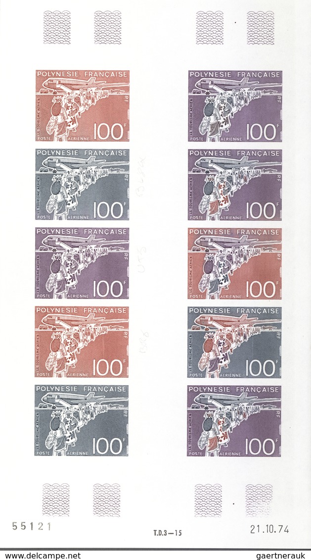 Französisch-Polynesien: 1958/1978, IMPERFORATE COLOUR PROOFS, MNH Collection Of 28 Complete Sheets ( - Lettres & Documents