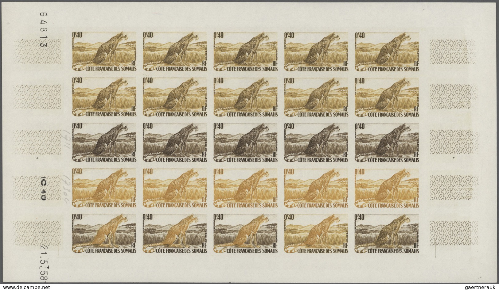 Französische Somaliküste: 1956/1958, IMPERFORATE COLOUR PROOFS, MNH Assortment Of Twelve Complete Sh - Oblitérés