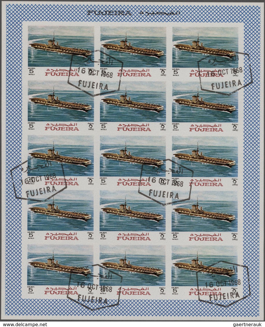 Fudschaira / Fujeira: 1965/1969 (ca.), Enormous Stock Of Used Perforated And Imperforated Stamps Wit - Fujeira