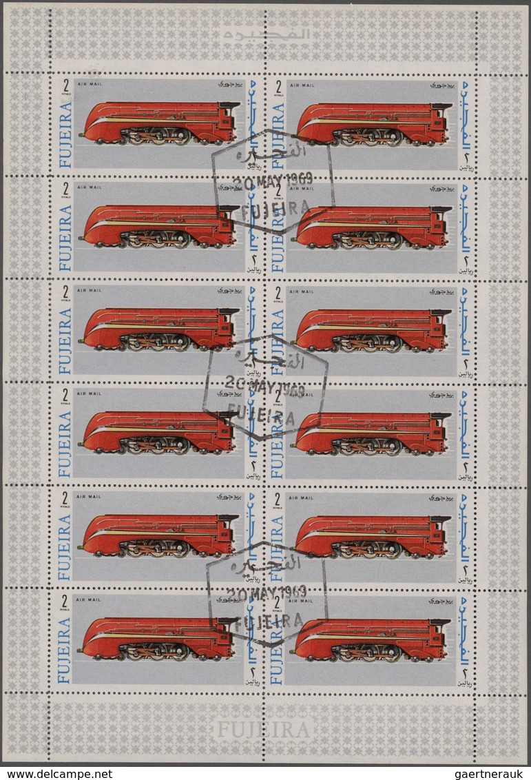 Fudschaira / Fujeira: 1965/1969 (ca.), Enormous Stock Of Used Perforated And Imperforated Stamps Wit - Fujeira