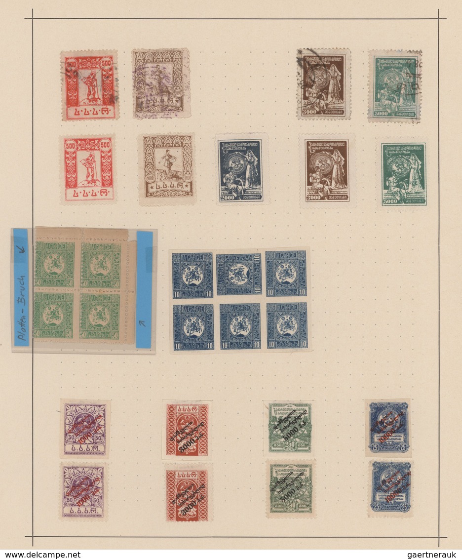 Georgien: 1919-23 Collection Of About 150 Mint And Used Stamps Including Multiples, Specials Like Tê - Georgië