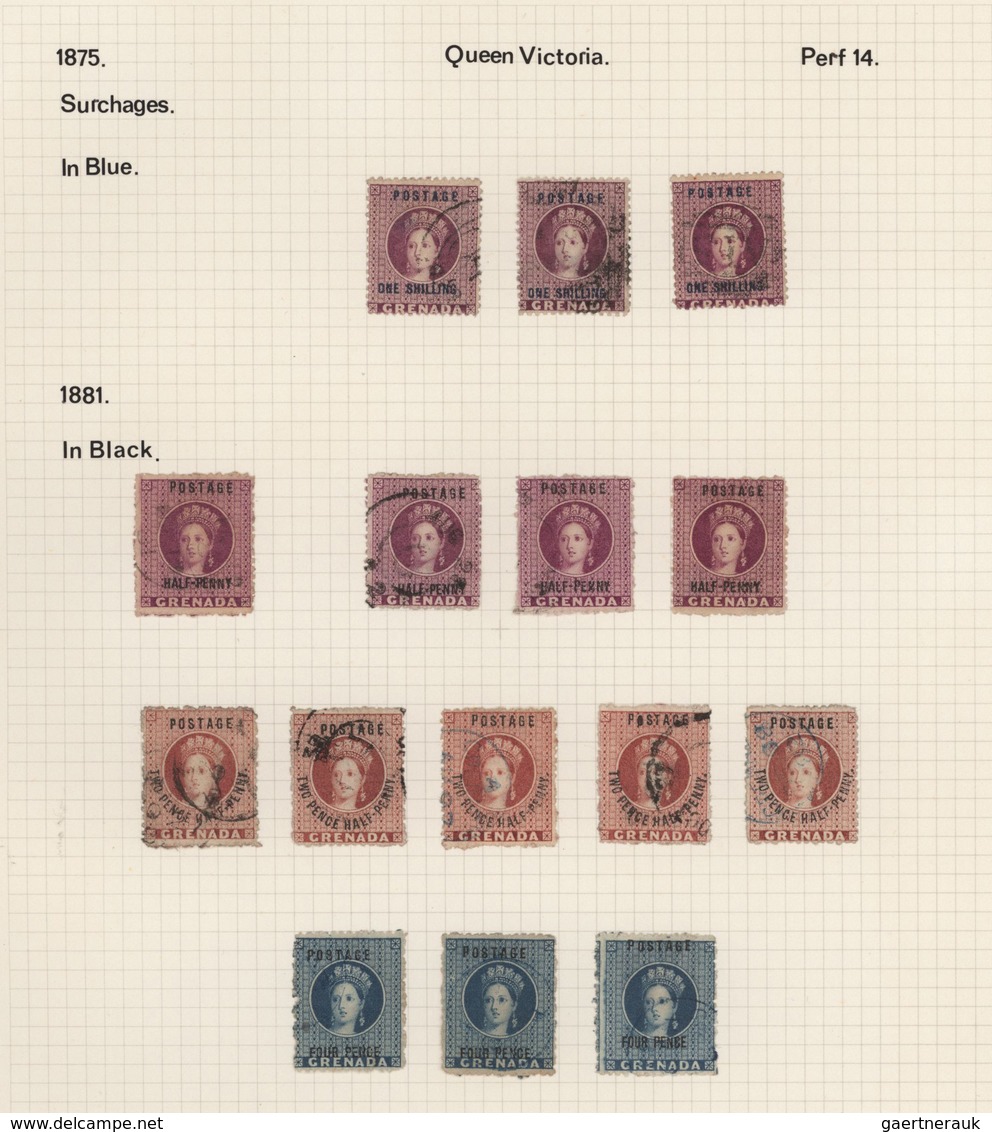 Grenada: 1861/1881, Mainly Used Collection Of 54 Stamps Of Early QV Issues On Written Up Album Pages - Grenade (...-1974)