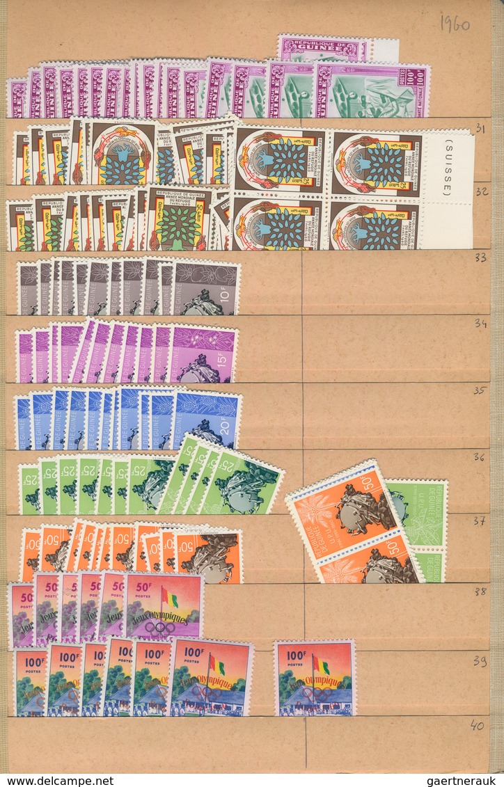 Guinea: 1958/1980, Comprehensive MNH Stock In A Thick Album With Plenty Of Material (only Are Few Ar - Guinee (1958-...)