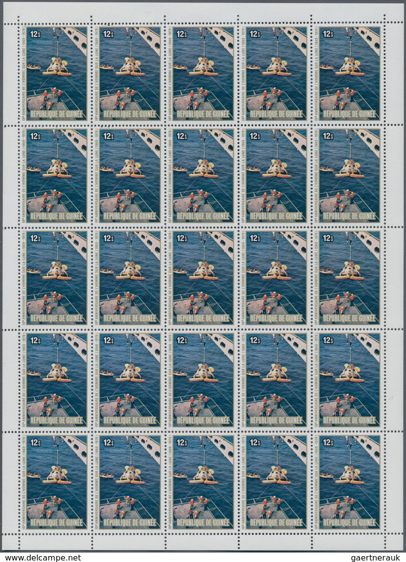 Guinea: 1980, first moon landing, Guinea 500 x Michel no. 883/890 A mint never hinged in full sheets