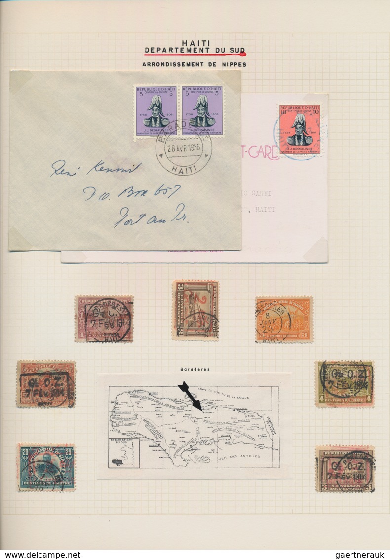 Haiti: 1900/1960 (ca.), POSTMARKS OF HAITI, Specialised Collection Of Apprx. 150 Cards/covers And Ap - Haïti