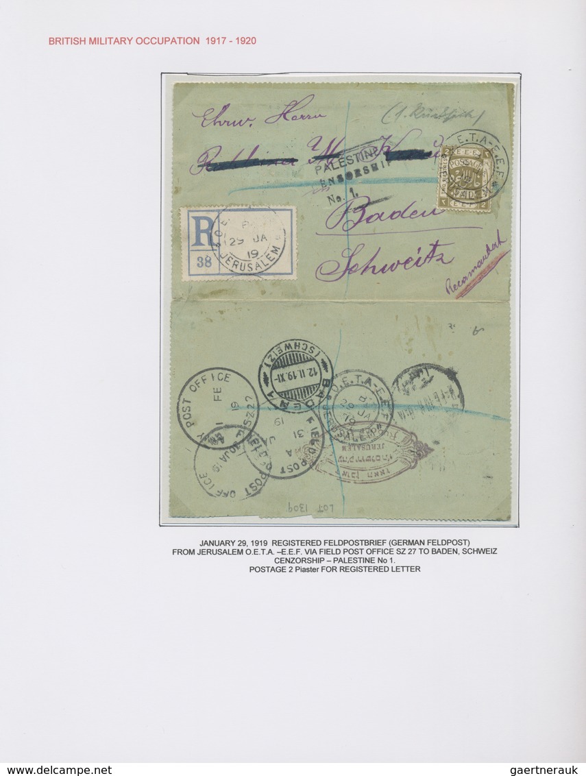 Holyland: 1658-1950 Ca.: Specialized Collection Of About 150 Covers, Letters, Postcards, Postal Stat - Palästina