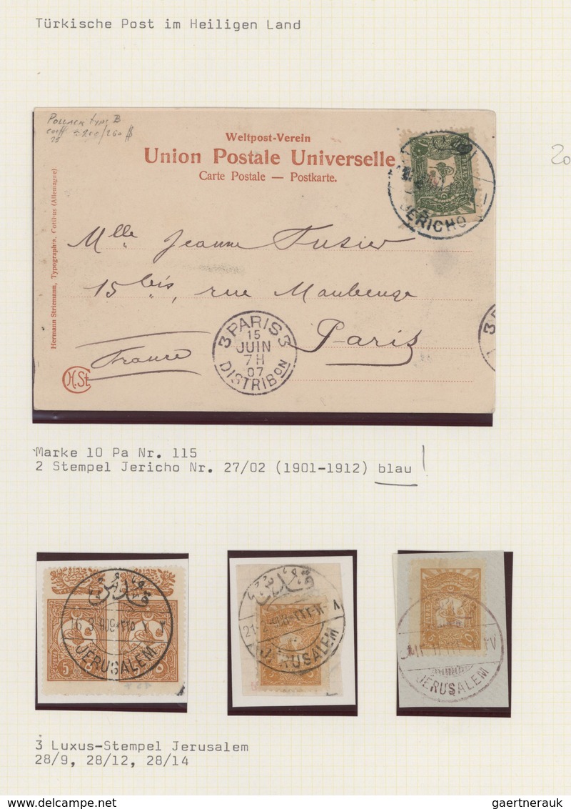 Holyland: 1890/1918 Ca., Ottoman Empire, Comprehensive Postmark Collection With 34 Covers/cards And - Palestine
