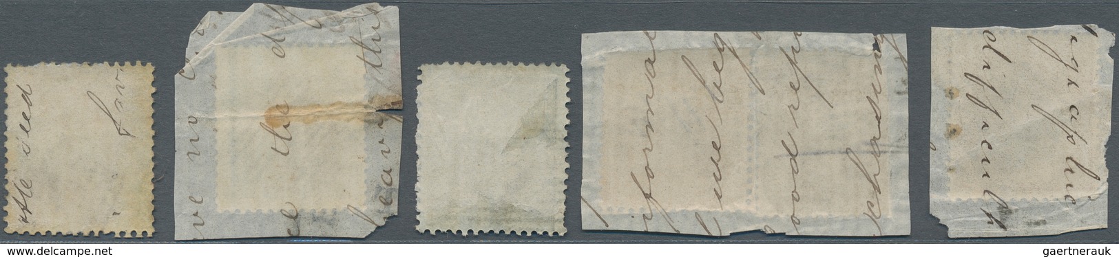 Indien: 1855-1864, Multi-colour franking fragments from a correspondence from India to the United St