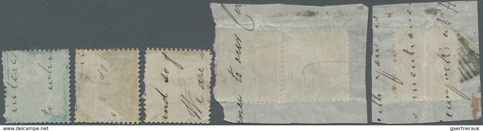 Indien: 1855-1864, Multi-colour franking fragments from a correspondence from India to the United St