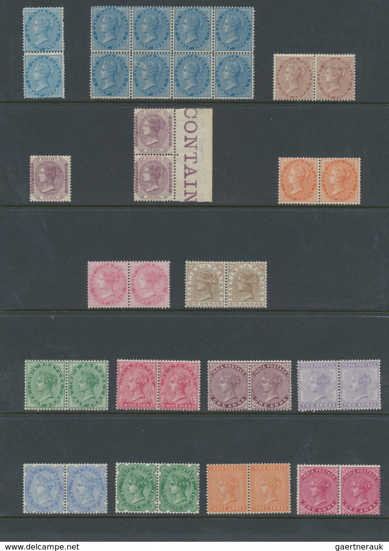 Indien: 1865-1950 Ca.: Comprehensive Collection Of Mint Stamps, Especially Multiples From Pairs To C - 1854 Britse Indische Compagnie