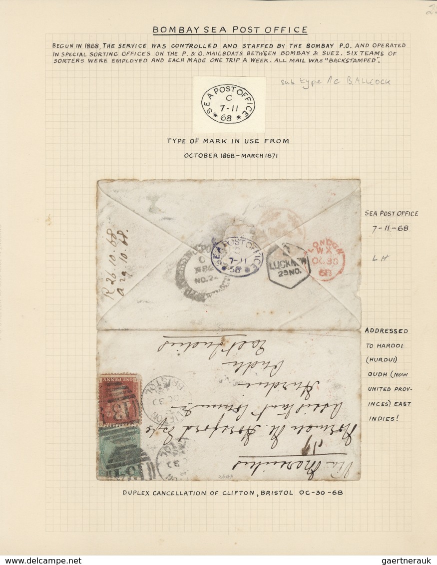 Indien: 1868-1910's - BOMBAY-ADEN SEA POST OFFICES: Collection of about 100 covers, postcards and po
