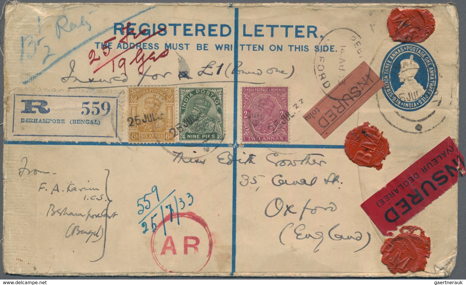 Indien: 1886/1953, AVIS DE RECEPTION, Assortment Of 28 Entires (covers/cards/stationeries/receipt Fo - 1854 Britische Indien-Kompanie