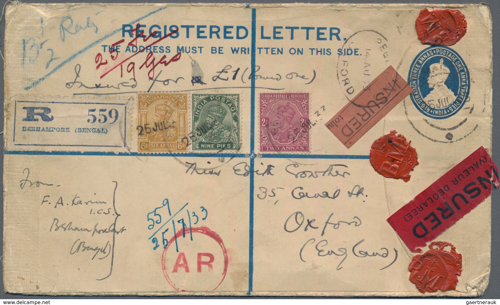 Indien: 1886/1953, AVIS DE RECEPTION, Assortment Of 28 Entires (covers/cards/stationeries/receipt Fo - 1854 Britse Indische Compagnie