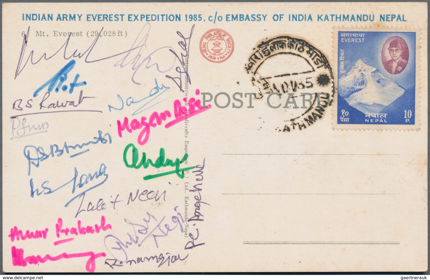 Indien: 1924/1985: Four Special Picture Postcards From MT. EVEREST Expeditions, With Two Cards From - 1854 Britse Indische Compagnie