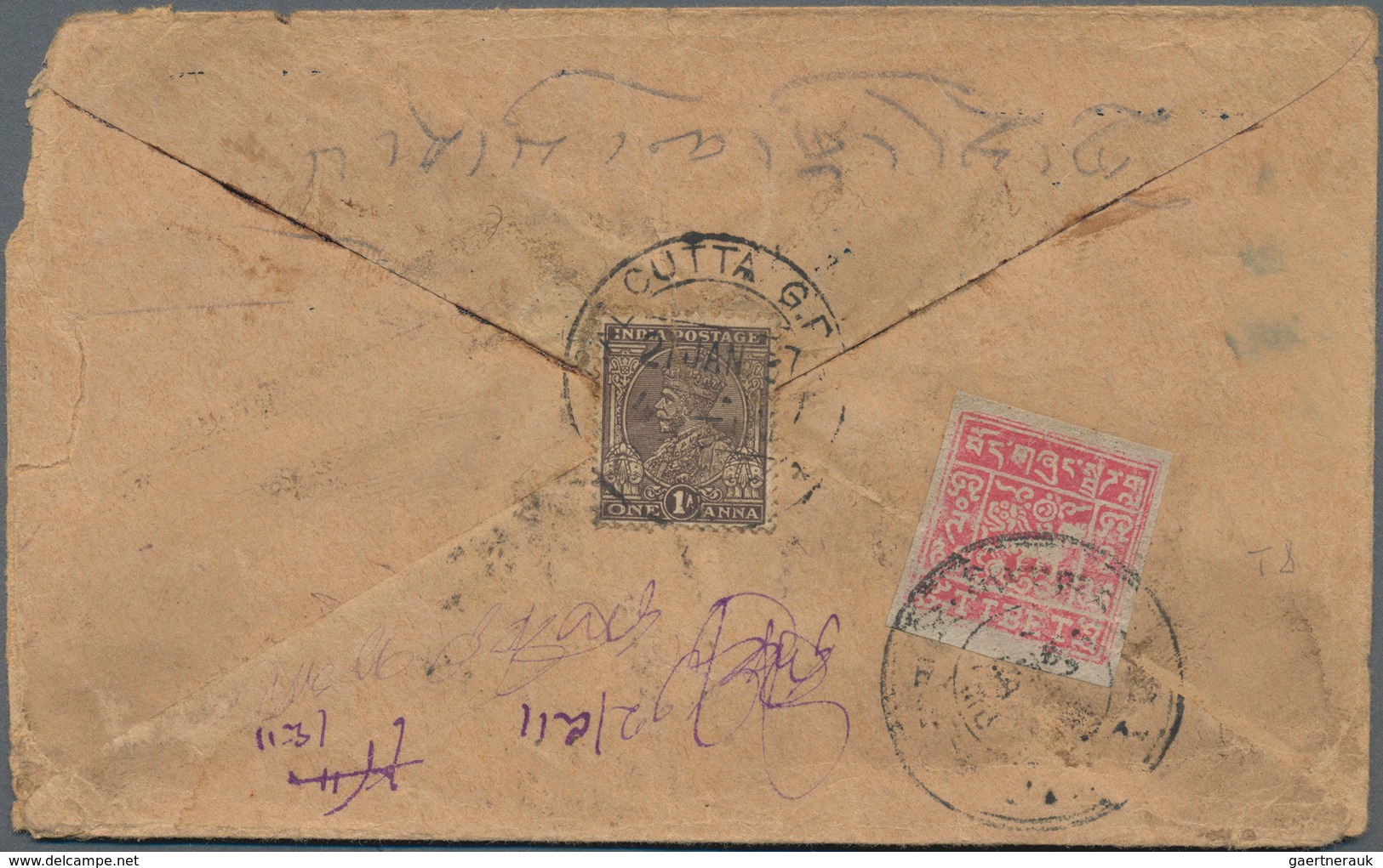 Indien - Used Abroad: 1859-1937: Seven Covers And Picture Postcards Used ADEN, FRENCH INDIA And TIBE - Autres & Non Classés