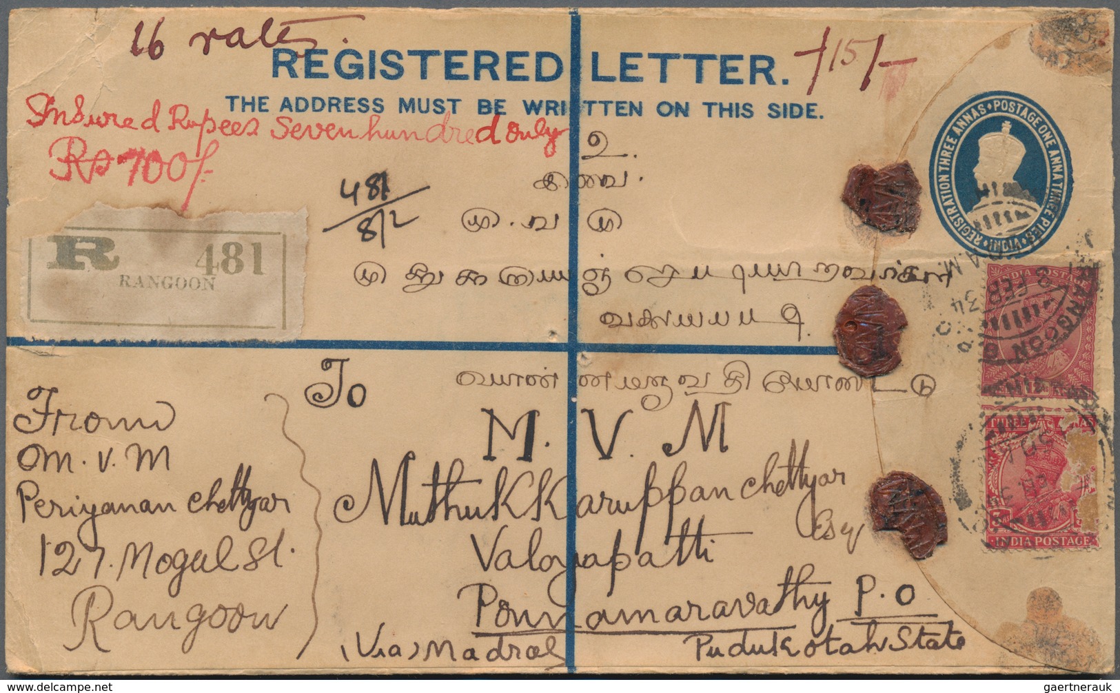 Indien - Used Abroad - Burma: BURMA 1856-1930's: More than 800 covers, postcards, postal stationery