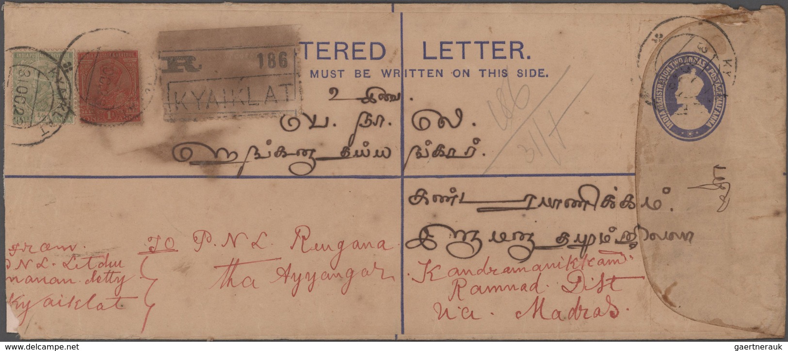 Indien - Ganzsachen: 1903-1930's - Used In BURMA: Group Of 15 Postal Stationery Registered Envelopes - Sin Clasificación