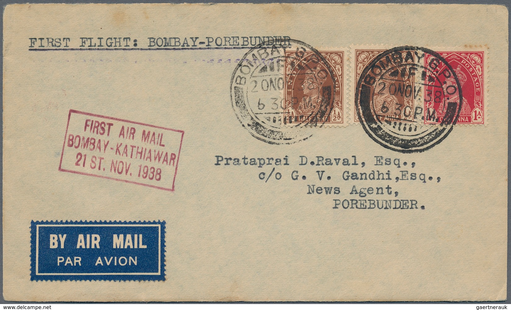 Indien - Flugpost: 1929-1947 Collection Of 50 Airmail Covers And Postcards Including A Lot Of Mail F - Corréo Aéreo