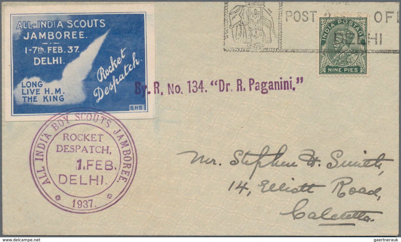 Indien - Raketenpost: 1934-44 Collection Of 34 Covers, Cards Etc. Flown By Various Rockets, All Diff - Andere & Zonder Classificatie