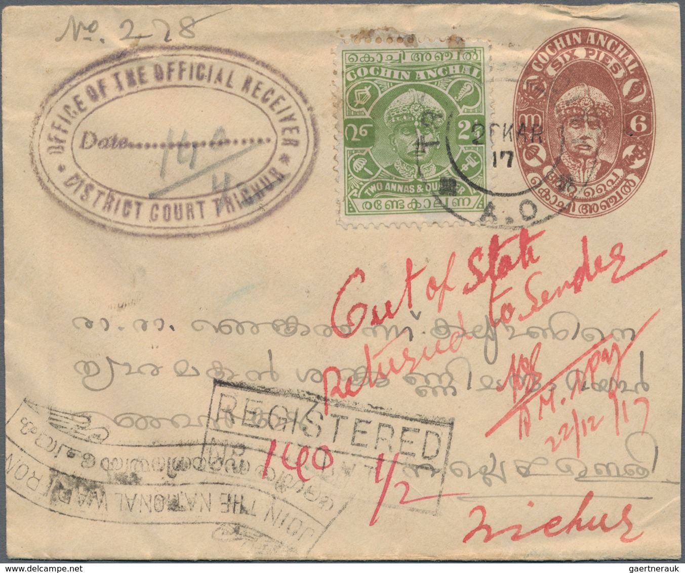 Indien - Feudalstaaten - Cochin: COCHIN 1917-1948: Collection of about 60 postal stationery cards an