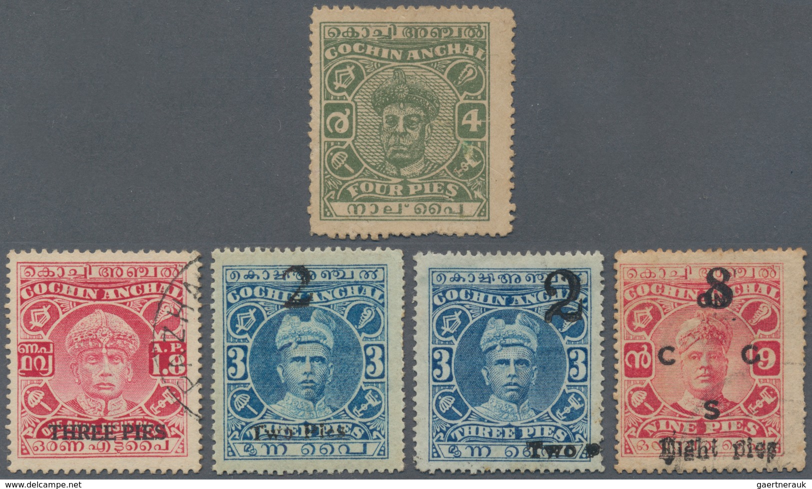 Indien - Feudalstaaten - Cochin: 1892-1940's: Mint And Used Collection Of More Than 80 Stamps, From - Sonstige & Ohne Zuordnung