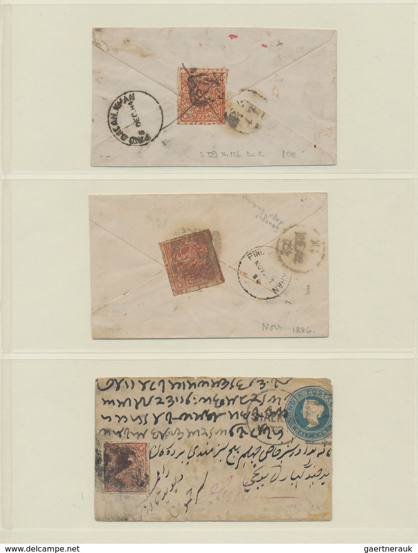 Indien - Feudalstaaten - Jammu & Kashmir: 1860's-80's Ca.: Collection Of 49 Stamps And 8 Covers, Wit - Andere & Zonder Classificatie