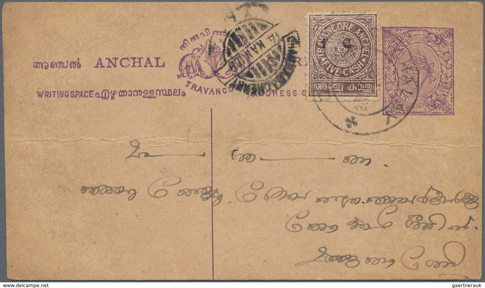 Indien - Feudalstaaten - Travancore: TRAVANCORE 1890's-1940's: About 50 Covers And Postcards, 30 Pos - Otros & Sin Clasificación